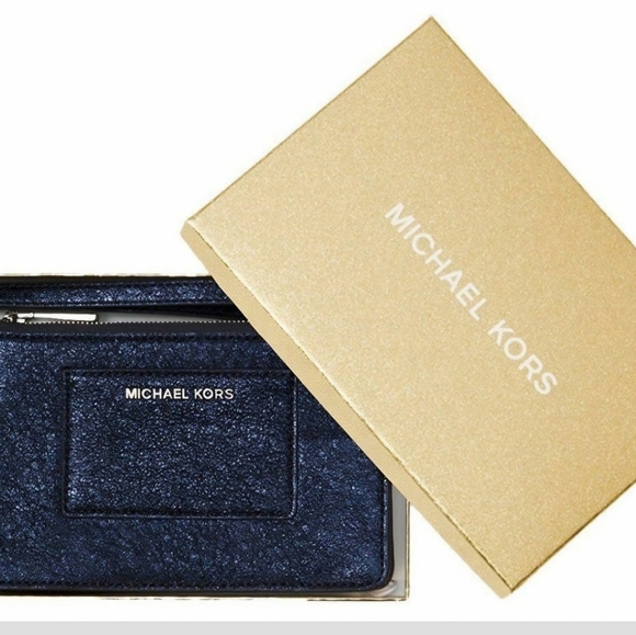 Michael Kors Blue Glitter Leather Wristlet/Wallet NWT - Picture 3 of 7